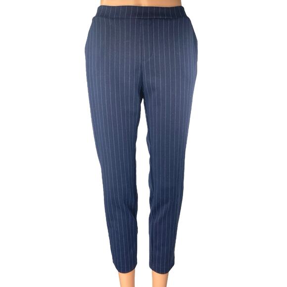 Banana Republic Women's Blue Pinstriped Tapered Skinny Trousers Dress Pants Sz 0 - Picture 1 of 5